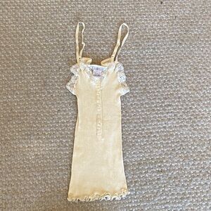 Elegant Yellow Lace-Trimmed Sleepwear. Made in France.